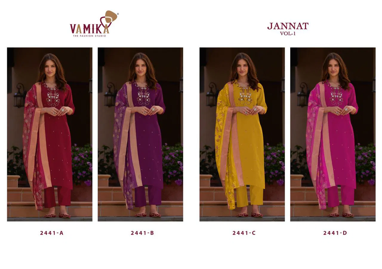 Jannat Vol 1 By Vamika Viscose Readymade Suits Exporters In India